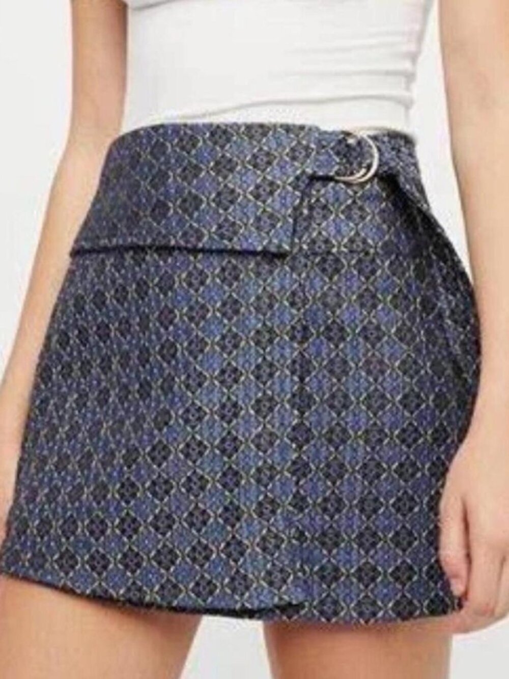 Free People Jacquard Faux Wrap Mini Skirt